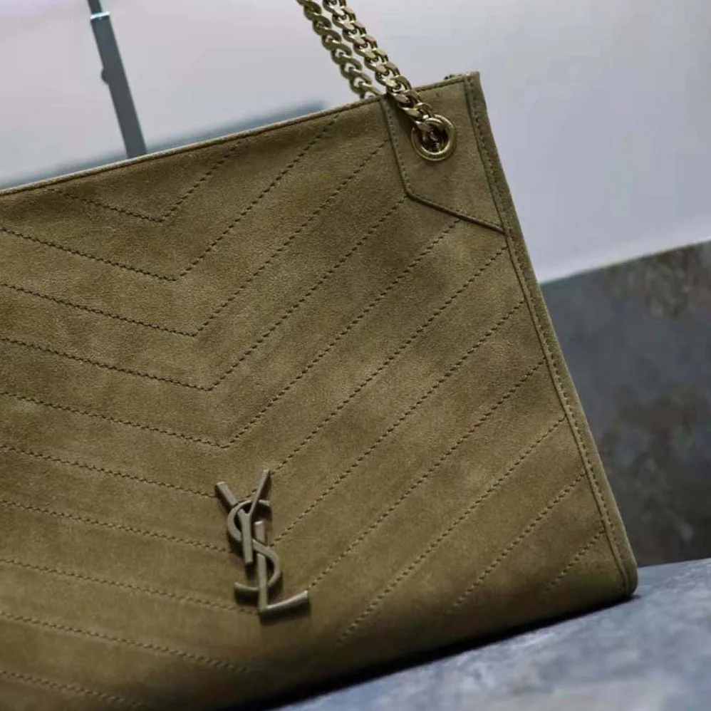 Saint Laurent YSL Niki Medium Shopping Bag in Suede for Women in Green Saint Laurent YSL Niki Medium Shopping Bag in Suede for Women in Green