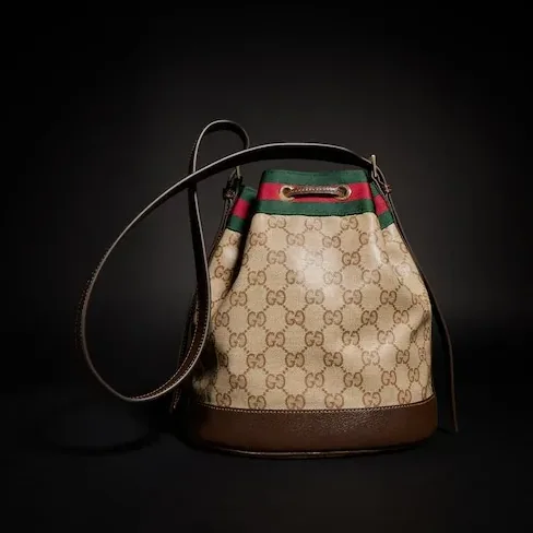 Gucci Venice Small Bucket Bag / Sand/ Dark Brown Gold Hardware