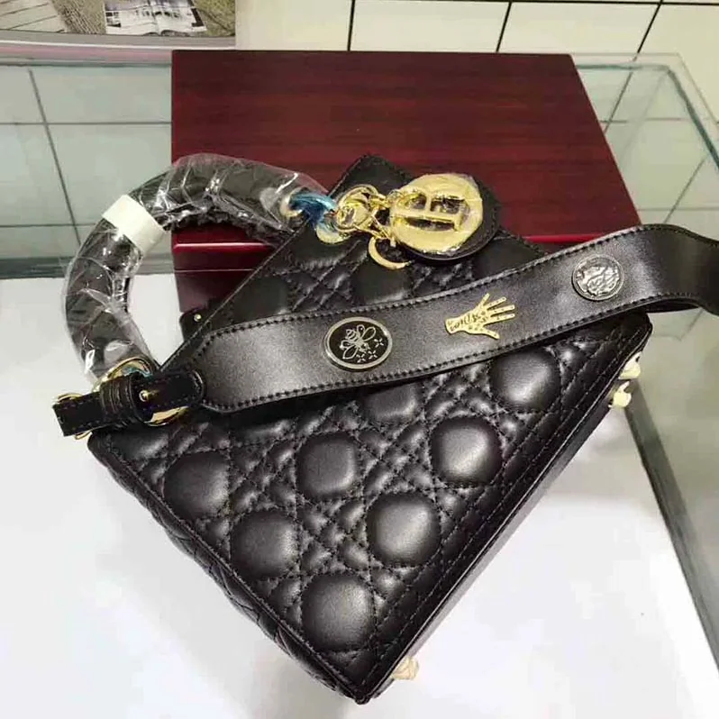 Dior My Lady Dior Bag in Cannage Lambskin in Black