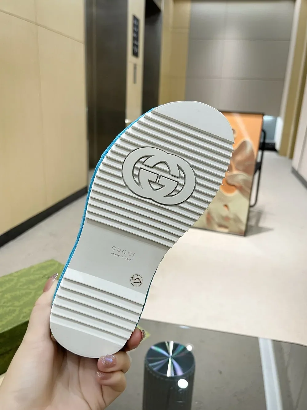 Gucci GG Platform Sandal Light Blue for Women