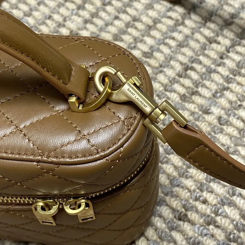 Saint Laurent YSL Gaby Vanity Bag In Lambskin for Women in Brown Saint Laurent YSL Gaby Vanity Bag In Lambskin for Women in Brown