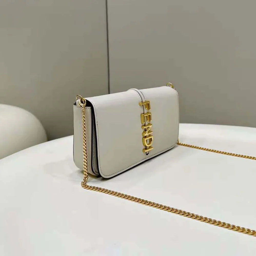Fendi Fendigraphy Phone Pouch White Leather Wallet for Women Fendi Fendigraphy Phone Pouch White Leather Wallet for Women