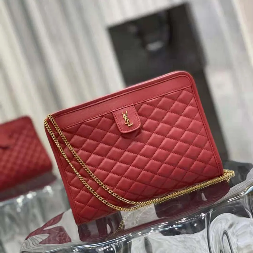 Saint Laurent YSL Victoire Baby Clutch in Leather for Women in Red
