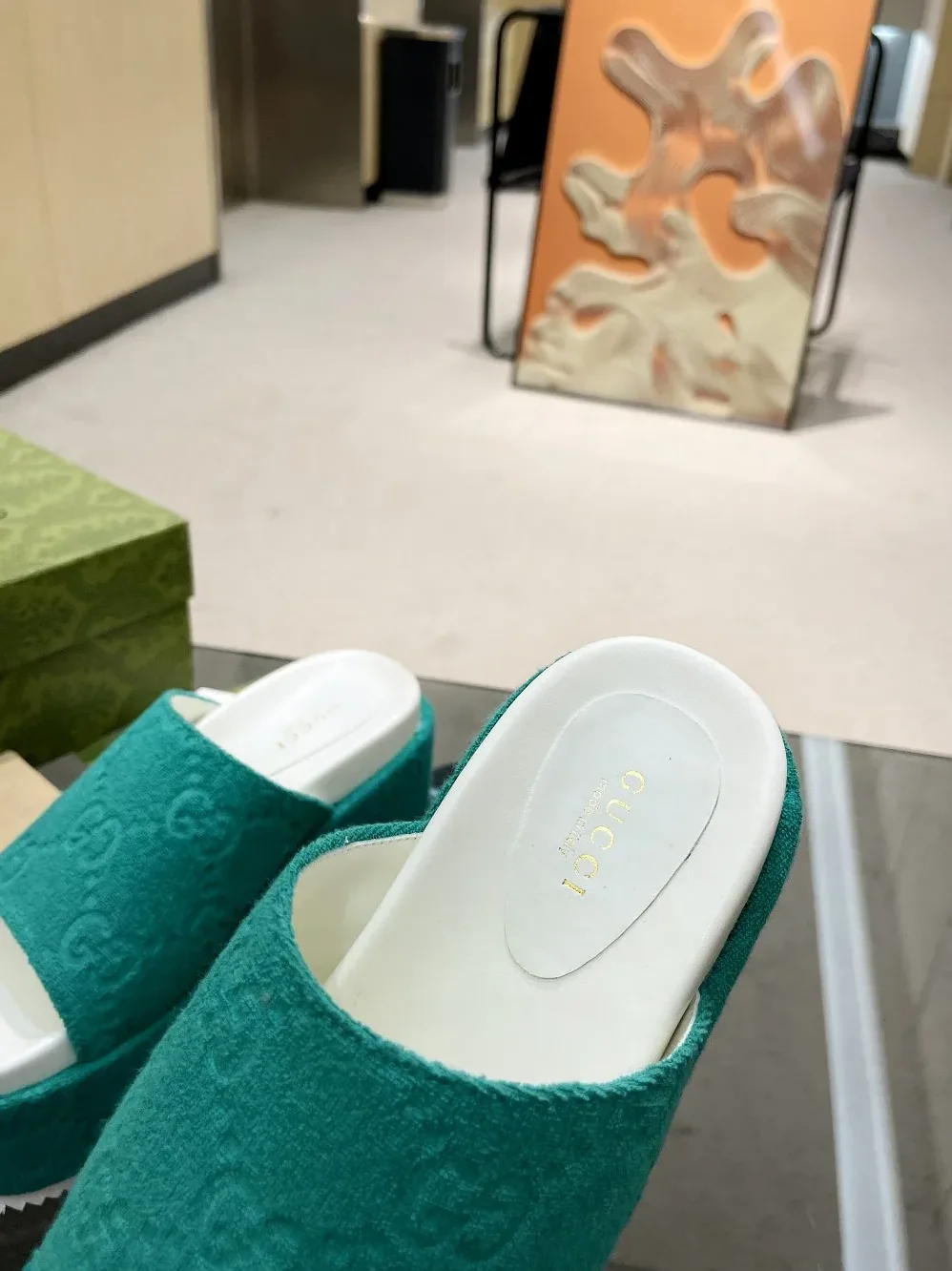 Gucci GG Platform Sandal Dark Green for Women Gucci GG Platform Sandal Dark Green for Women