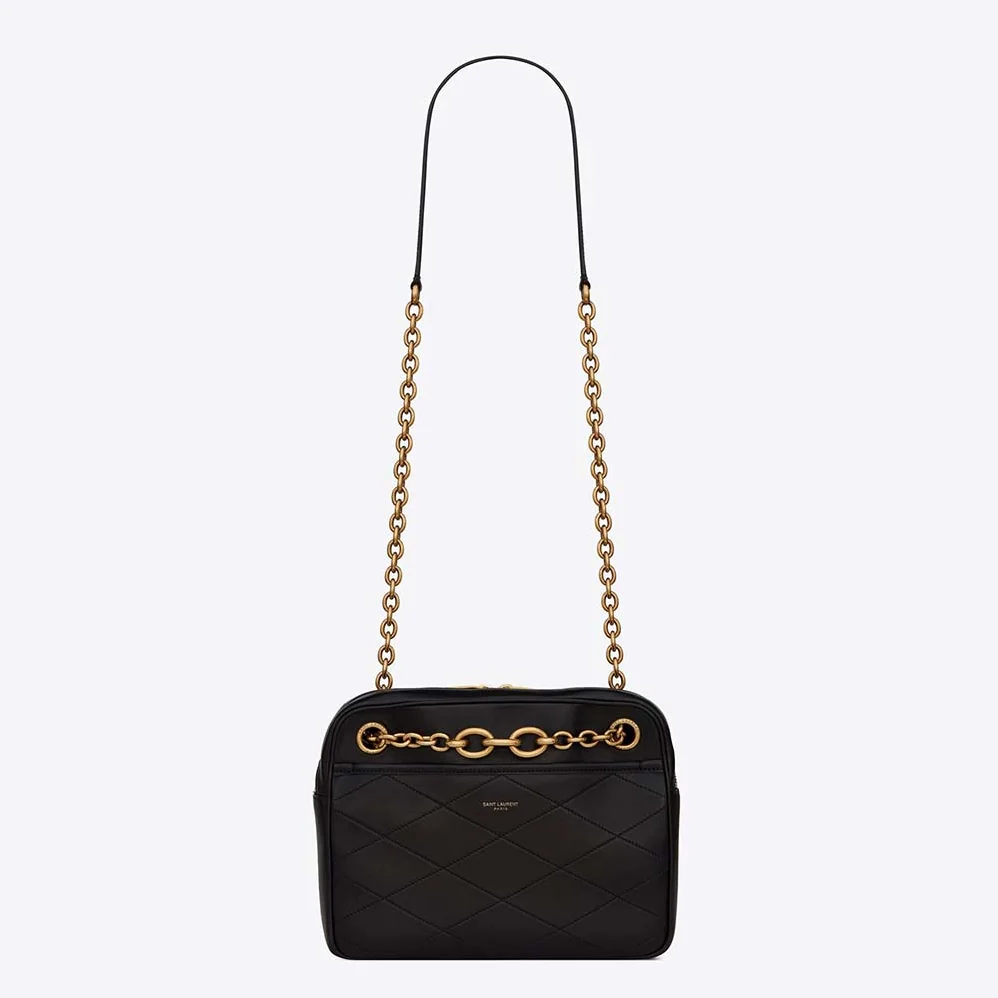 Saint Laurent YSL Le Maillon Small Chain Bag in Quilted Lambskin for Women in Black