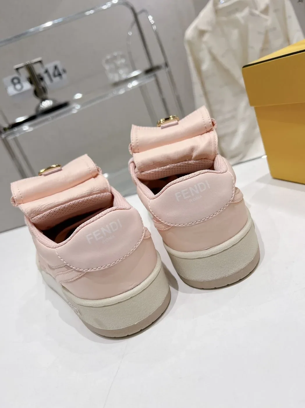 FD Fendi Match Lace-Up Low in Top Sneakers Pink FD Fendi Match Lace-Up Low in Top Sneakers Pink