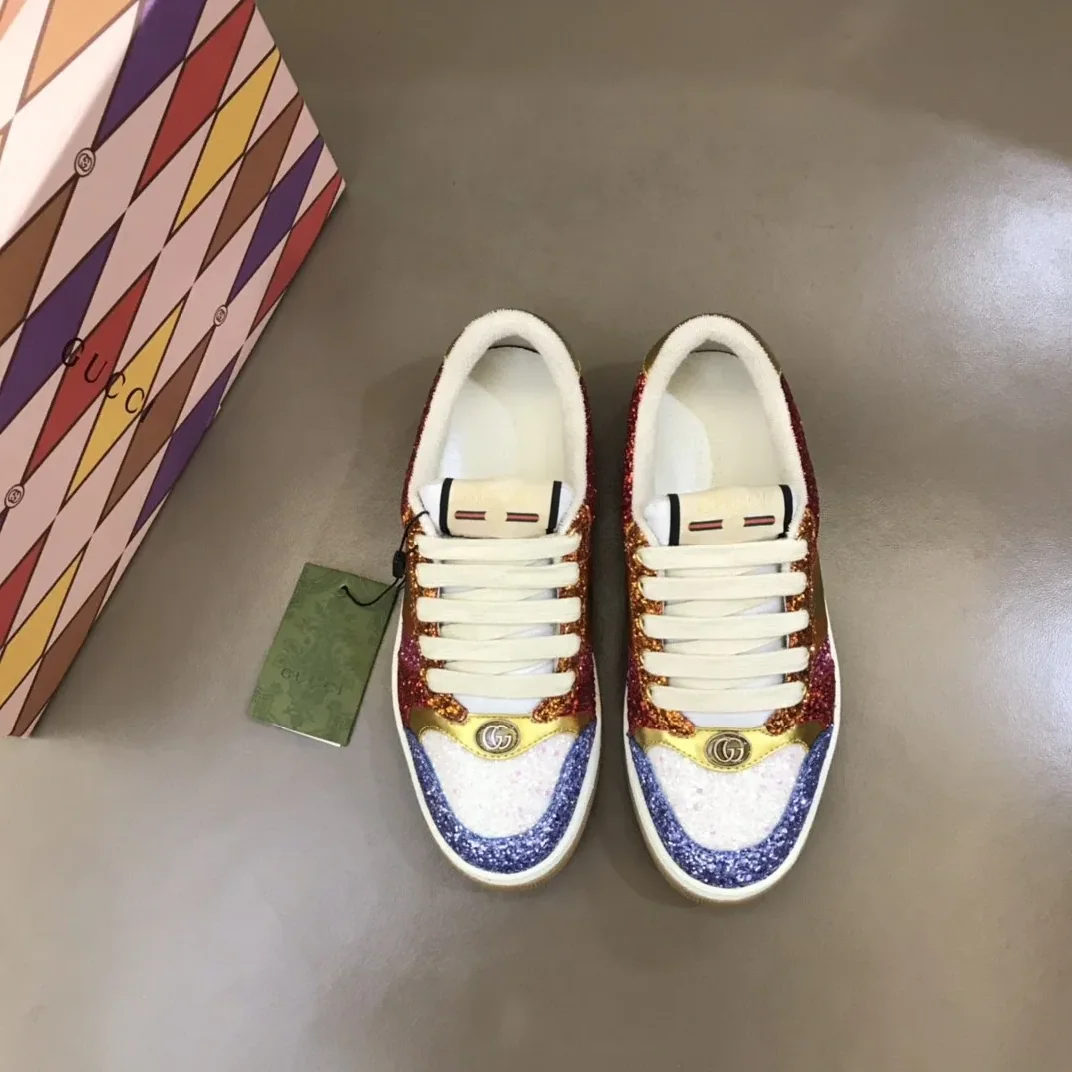 Gucci Lovelight Screener Sneaker Glitter Red GG Shoes