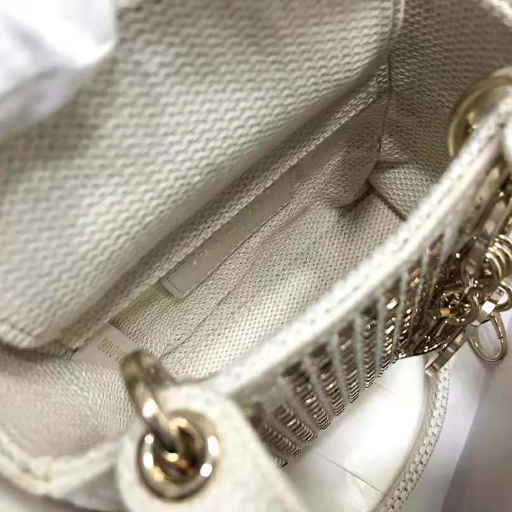 Dior Mini Lady Dior Bag Square Embroidery Set with White Multicolor Strass for Women Dior Mini Lady Dior Bag Square Embroidery Set with White Multicolor Strass for Women