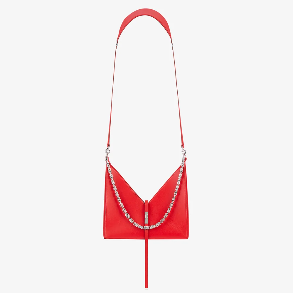 Givenchy Small Cut Out Bag in Box Leather with Chain for Women in Red
