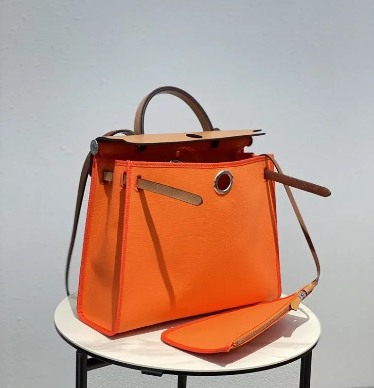 Hermes Herbag Zip Bag Orange, Silver Toned Hardware Bag Hermes Herbag Zip Bag Orange, Silver Toned Hardware Bag