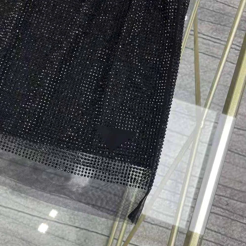 Prada Chiffon Mini Skirt with Micro Studs for Women in Black