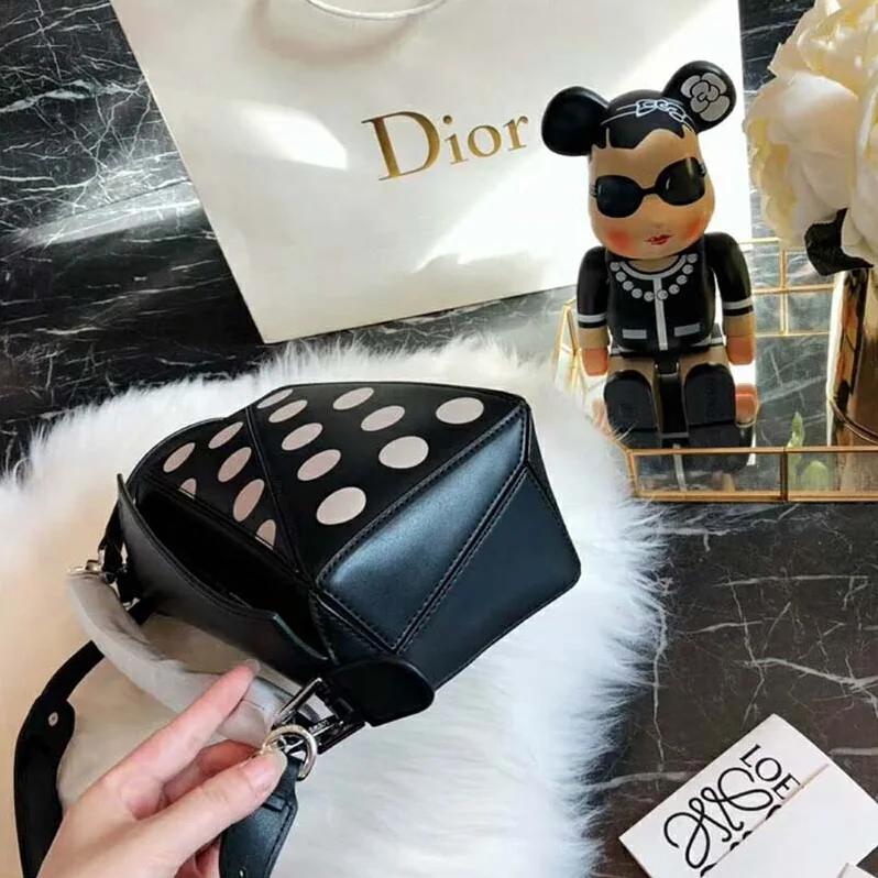 Loewe Puzzle Dots Bag Black for Women in Greige