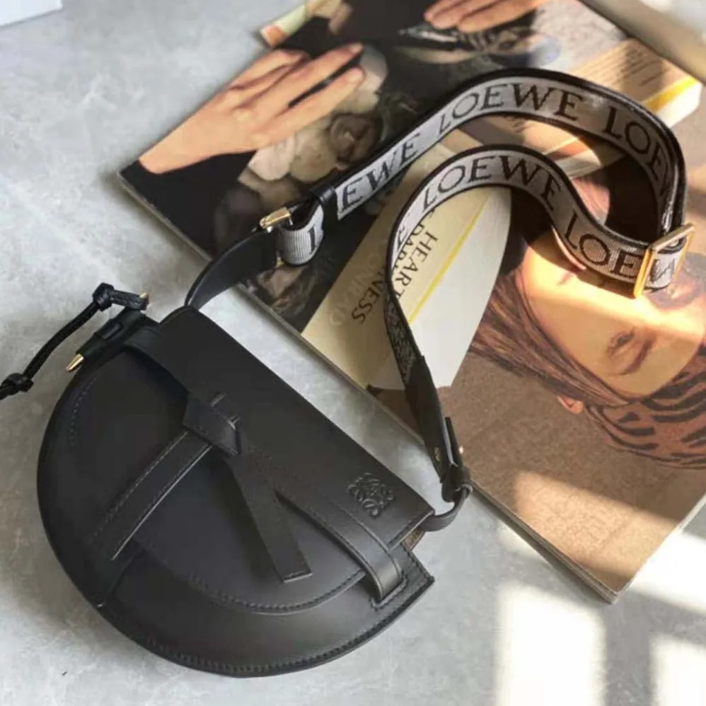 Loewe Mini Gate Dual Bag in Soft Calfskin and Jacquard for Women in Black Loewe Mini Gate Dual Bag in Soft Calfskin and Jacquard for Women in Black