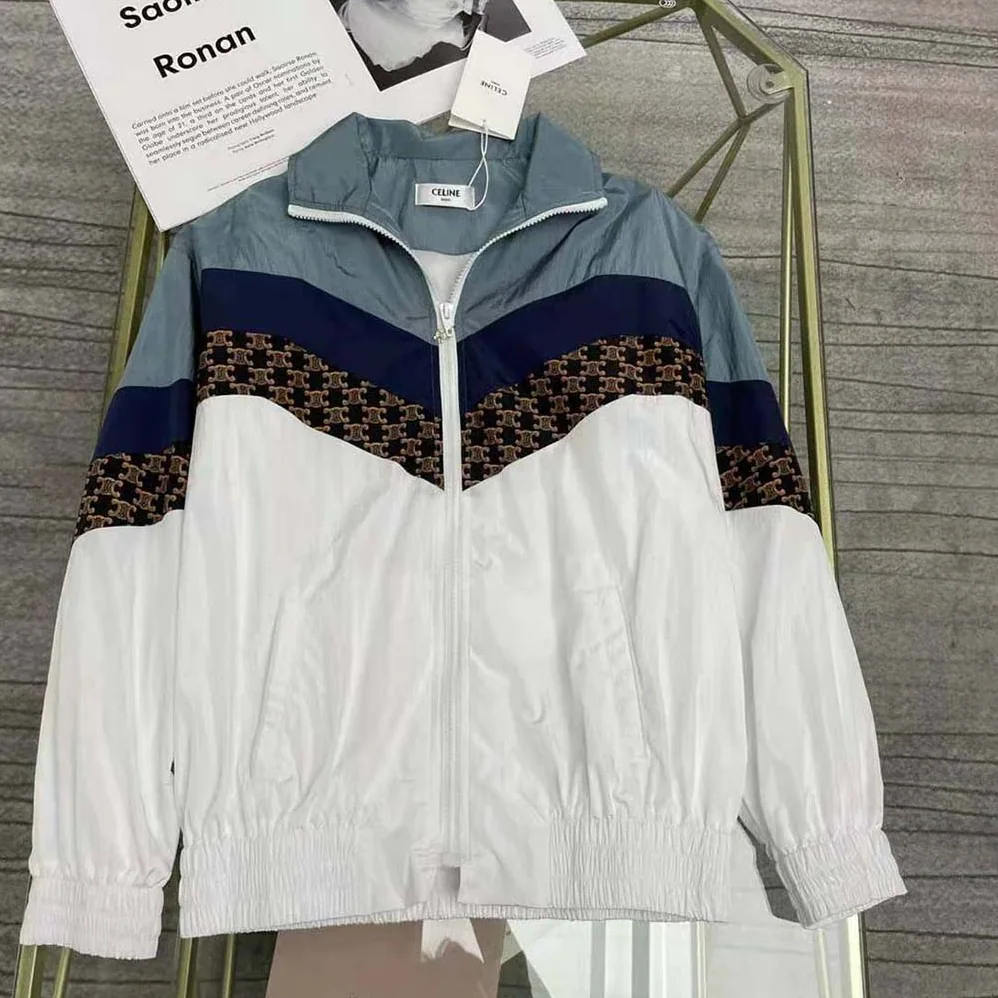 Celine Windbreaker with Monogram in Nylon for Women in White Celine Windbreaker with Monogram in Nylon for Women in White