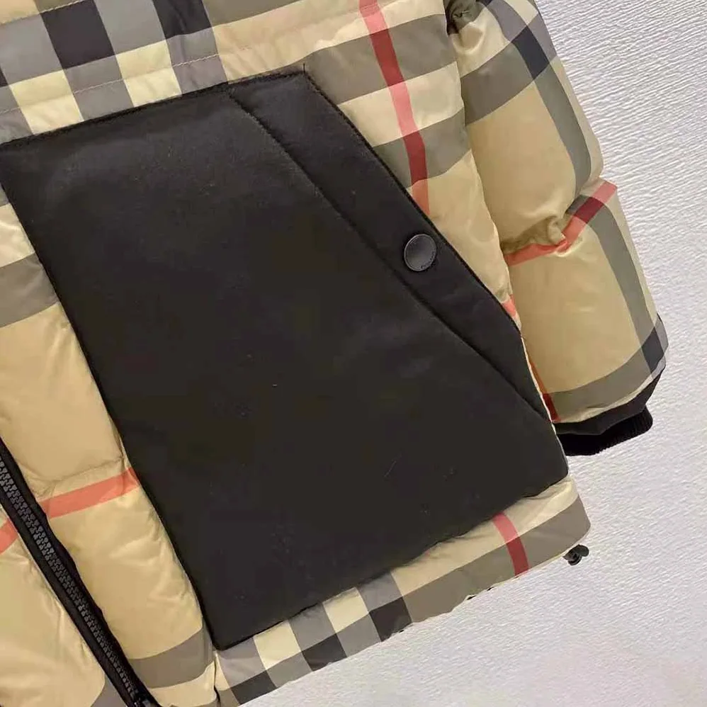 Burberry Detachable Hood Check Recycled Polyester Puffer Jacket for Women