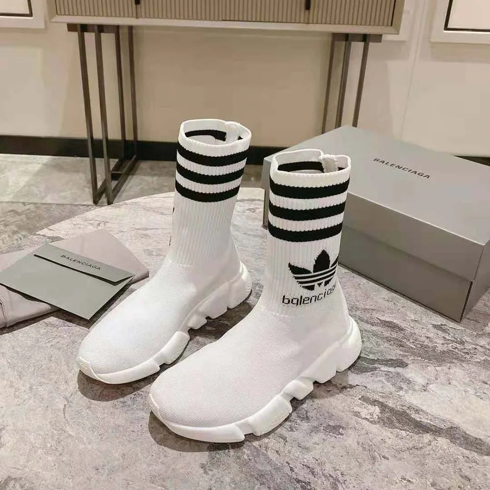 Balenciaga adidas Speed Sneaker in White and Black Sole Unit is Done in Collaboration with Adidas for Unisex Balenciaga adidas Speed Sneaker in White and Black Sole Unit is Done in Collaboration with Adidas for Unisex