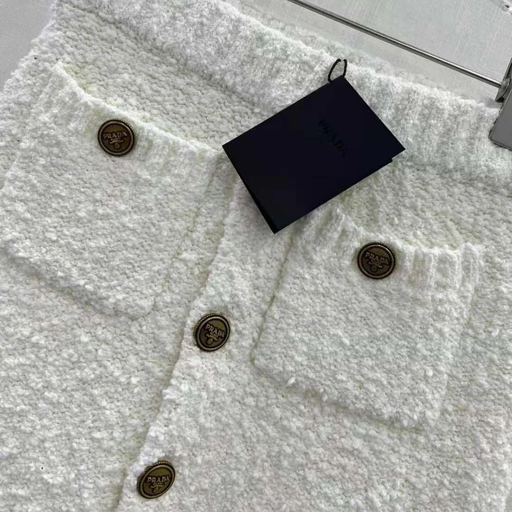 Prada Bouclé Mohair Miniskirt for Women in White