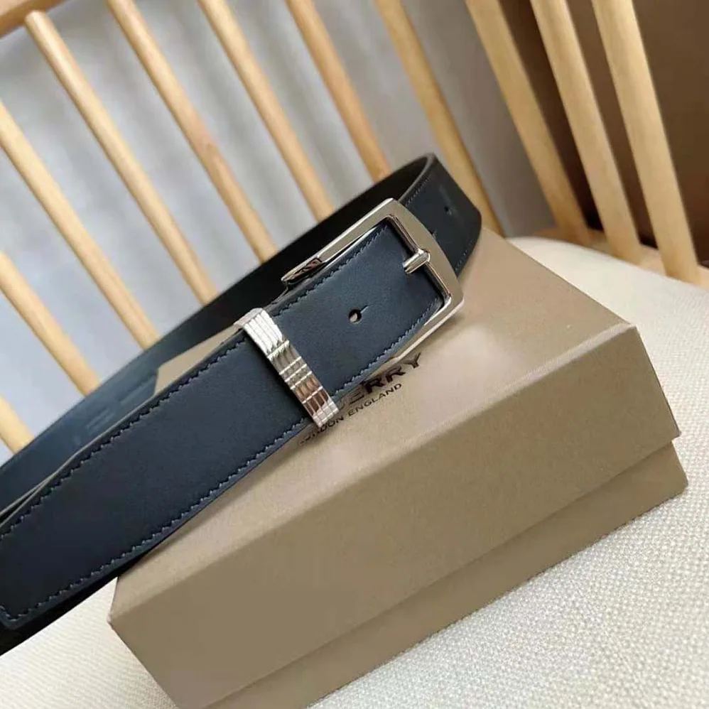 Burberry Check and Leather Belt for Men