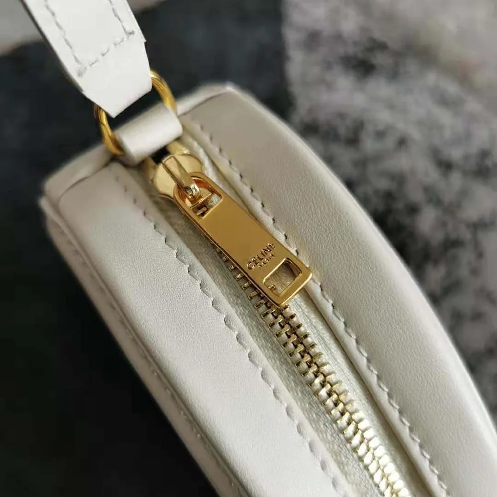 Celine Crossbody Oval Purse Cuir Triomphe in Smooth Calfskin for Women in White