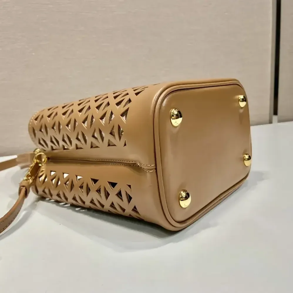 Prada Panier Leather Mini-bag with Cut-out Motif for Women in Brown Prada Panier Leather Mini-bag with Cut-out Motif for Women in Brown