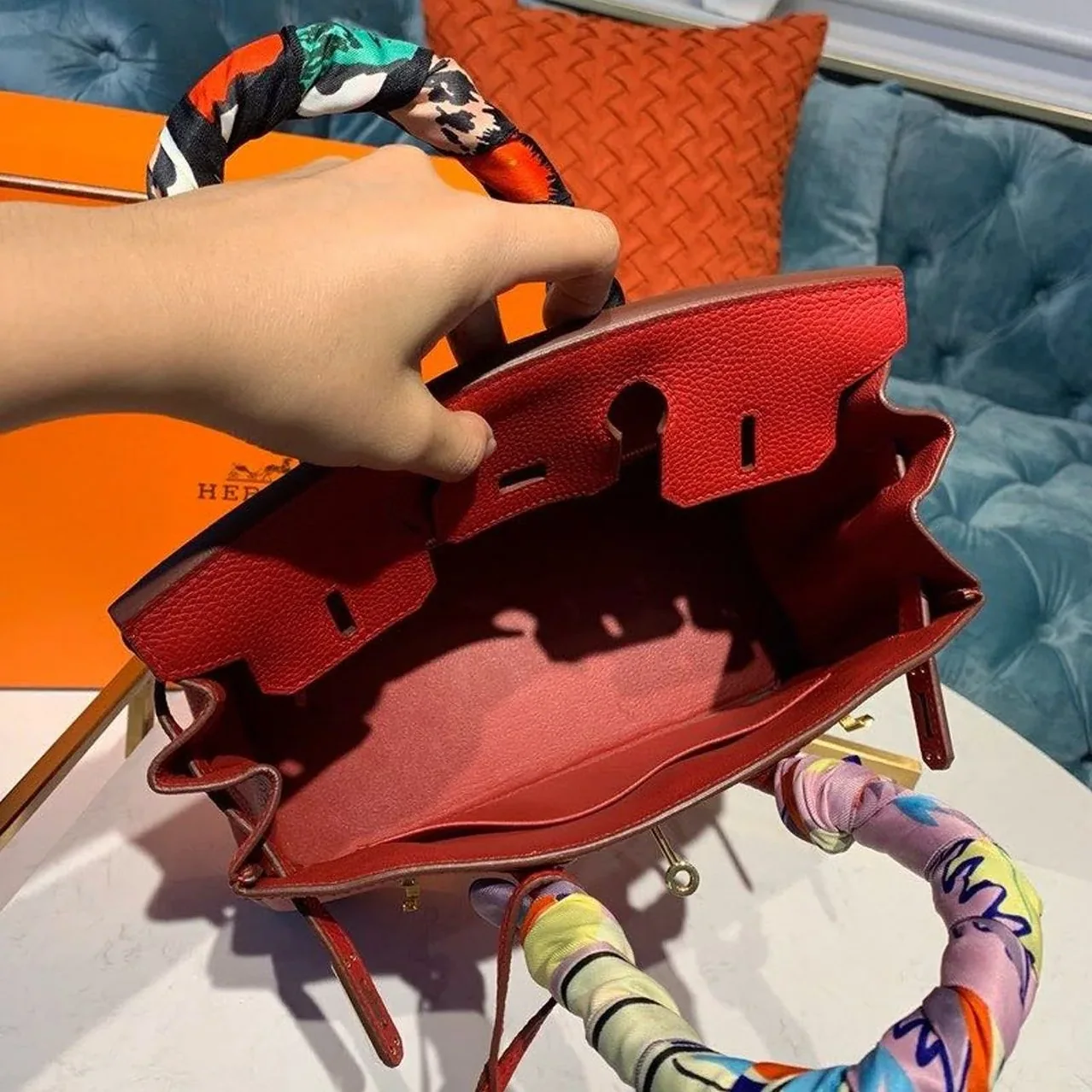Hermes Birkin Red Semi Handstitched With Gold Toned Hardware / Hermes Birkin Red Semi Handstitched With Gold Toned Hardware /
