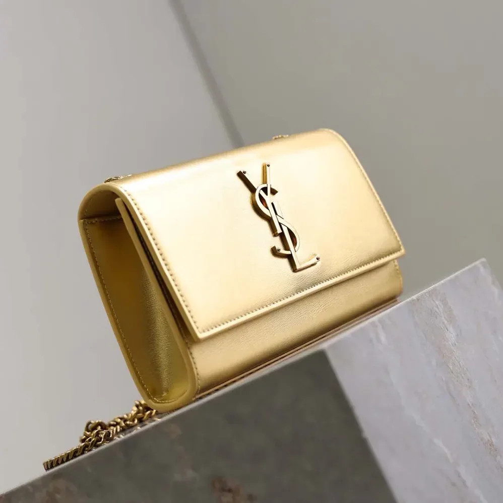Saint Laurent YSL Kate Small In Metallic Leather for Women in Gold