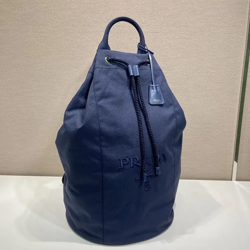 Prada Canvas Drawstring Duffle Bag for Unisex in Navy