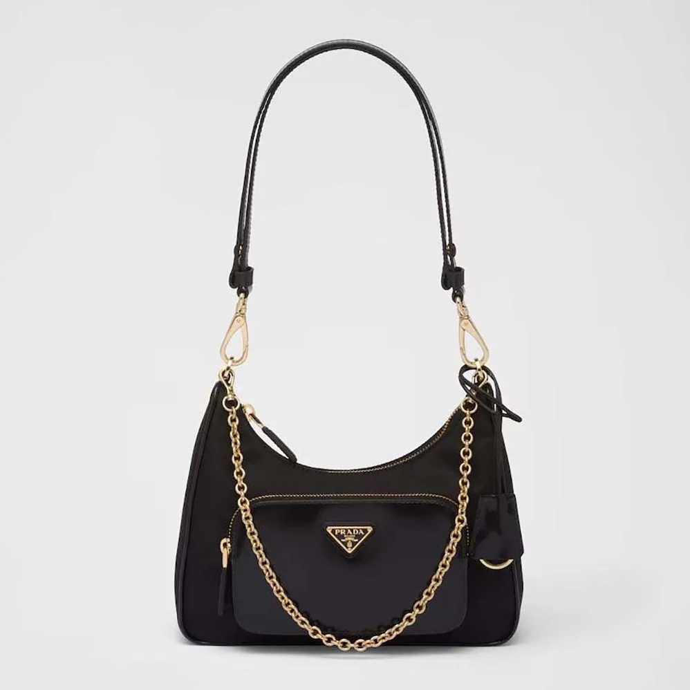 Prada Re-Nylon and Brushed Leather Mini-bag for Women in Black