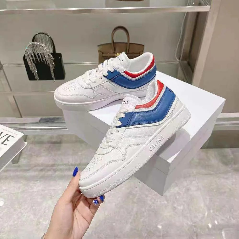 Celine Trainer Low Lace-up Sneaker in Calfskin for Women in Blue Celine Trainer Low Lace-up Sneaker in Calfskin for Women in Blue