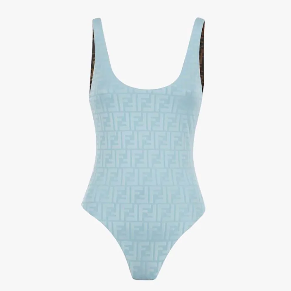Fendi One-Piece Swimsuit Light Blue Lycra Swimsuit for Women Fendi One-Piece Swimsuit Light Blue Lycra Swimsuit for Women