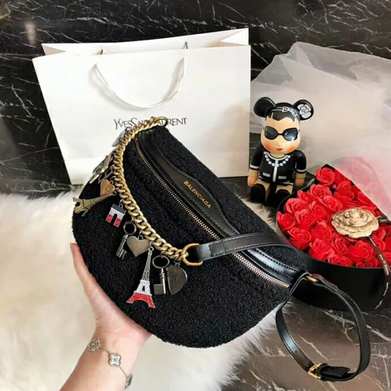 Balenciaga Souvenir Bag XS Velvet Jacquard Logo Belt Bag for Women Balenciaga Souvenir Bag XS Velvet Jacquard Logo Belt Bag for Women