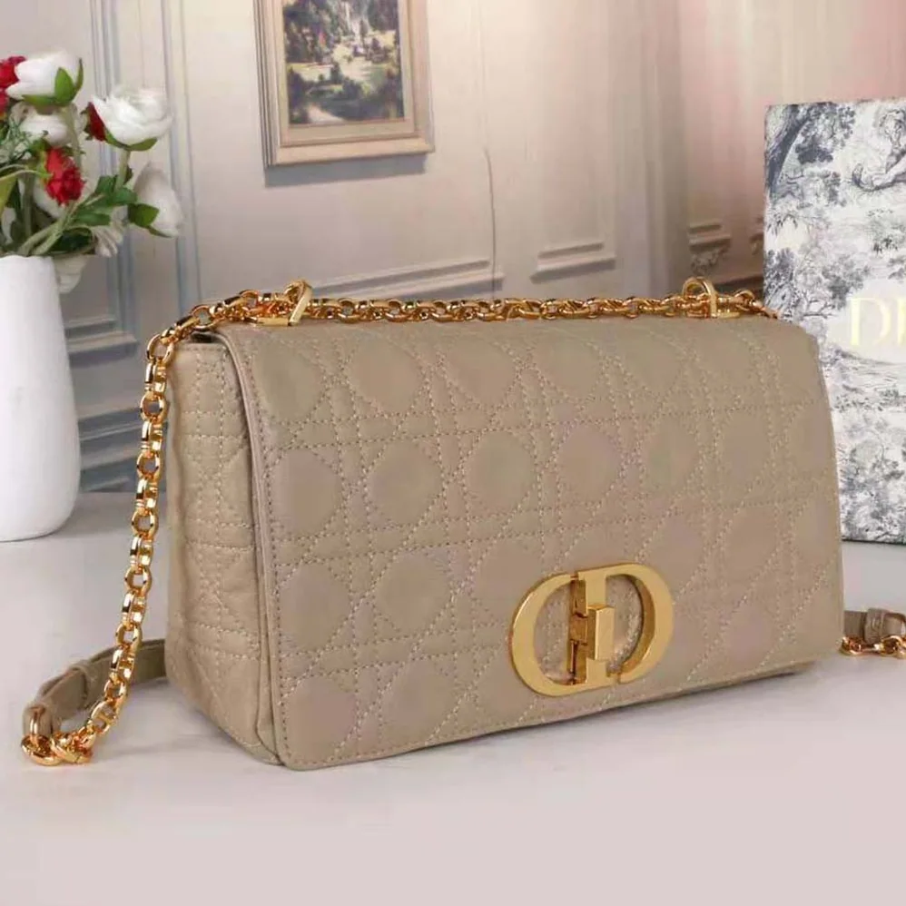 Dior Large Dior Caro Bag Beige Supple Cannage Calfskin for Women Dior Large Dior Caro Bag Beige Supple Cannage Calfskin for Women