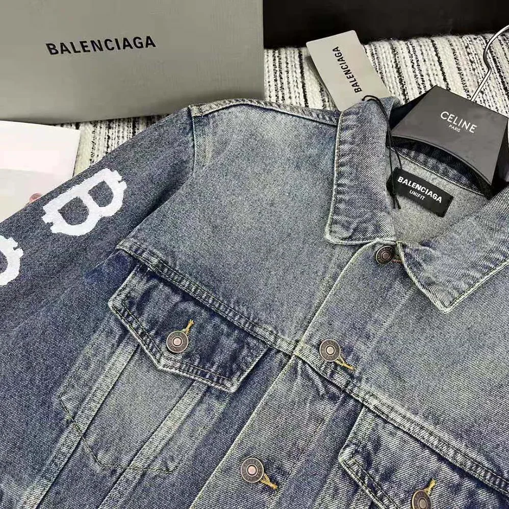 Balenciaga Crypto Large Fit Jacket in Light Blue for Men Balenciaga Crypto Large Fit Jacket in Light Blue for Men
