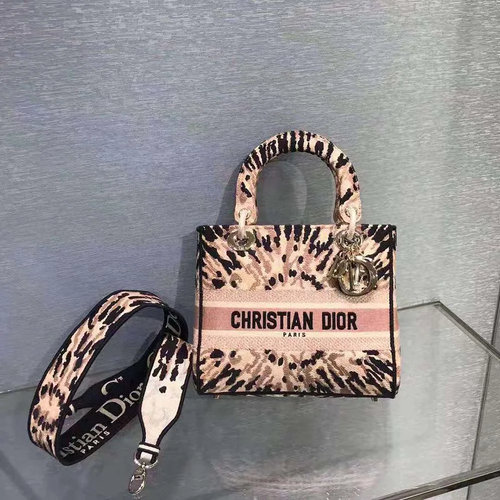 Dior Medium Lady D-Lite Bag Multicolor Tie & Dior Embroidery for Women