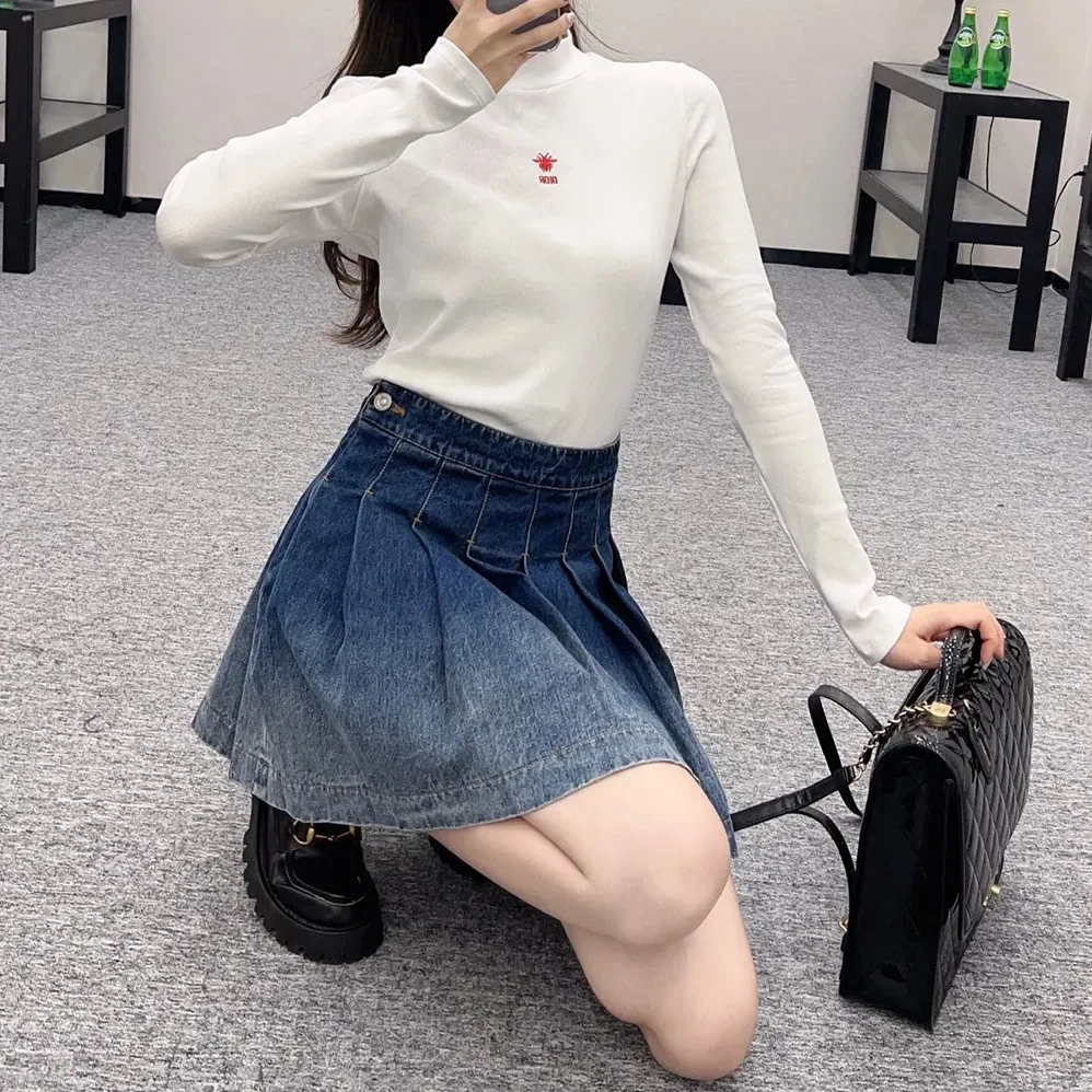 Dior Wrap Miniskirt with Integrated Shorts Navy Blue Stonewashed Cotton Denim for Women Dior Wrap Miniskirt with Integrated Shorts Navy Blue Stonewashed Cotton Denim for Women