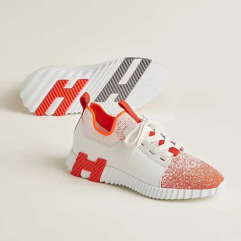 Hermes Depart Slip in On Sneakers Orange/ Blanc Hermes Depart Slip in On Sneakers Orange/ Blanc