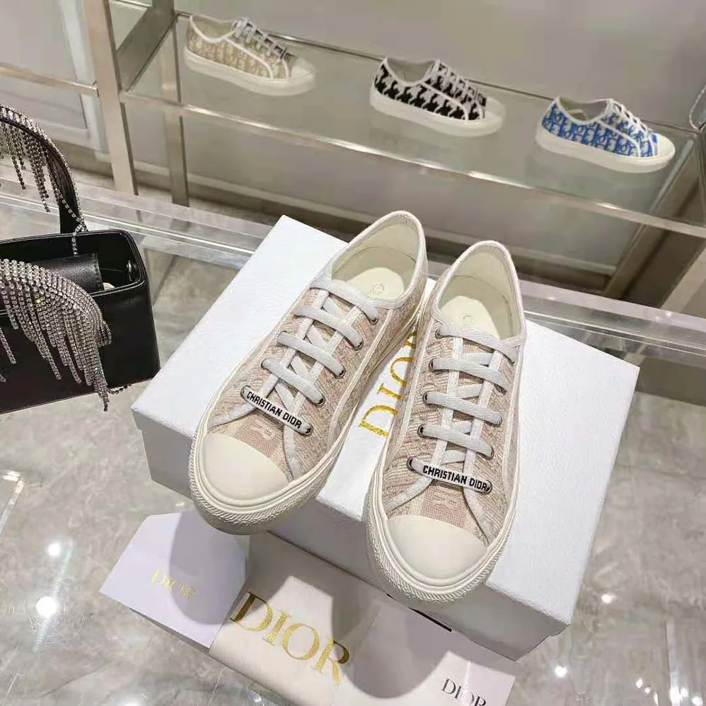 Dior Walk N Dior Sneaker Nude Dior Oblique Embroidered Cotton for Women Dior Walk N Dior Sneaker Nude Dior Oblique Embroidered Cotton for Women