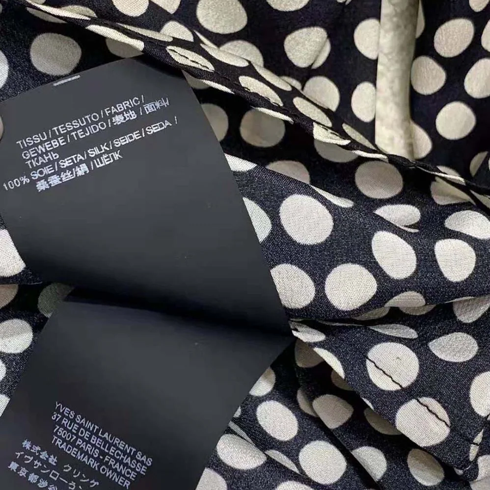 Saint Laurent YSL Classic Shirt in Dotted Silk for Women in Black