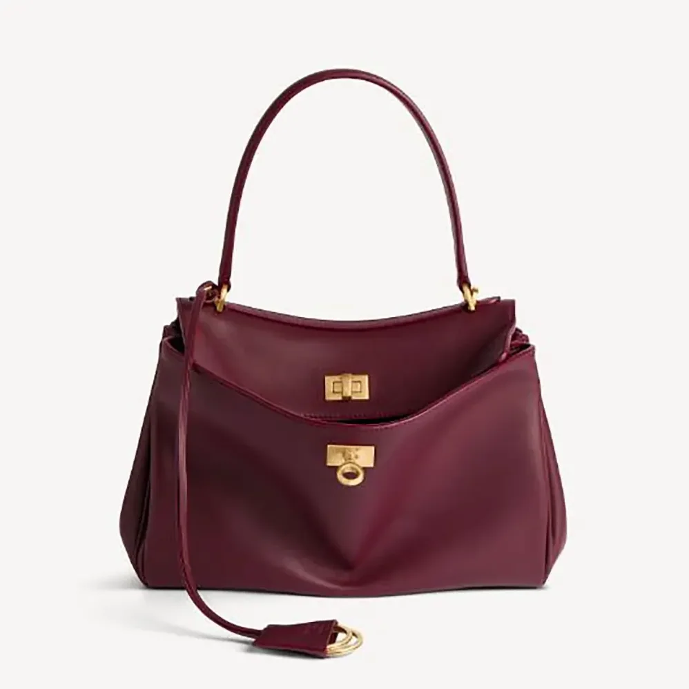 Balenciaga Rodeo Handbag Small In Dark Burgundy Smooth Calfskin Aged for Women in Gold Hardware Balenciaga Rodeo Handbag Small In Dark Burgundy Smooth Calfskin Aged for Women in Gold Hardware