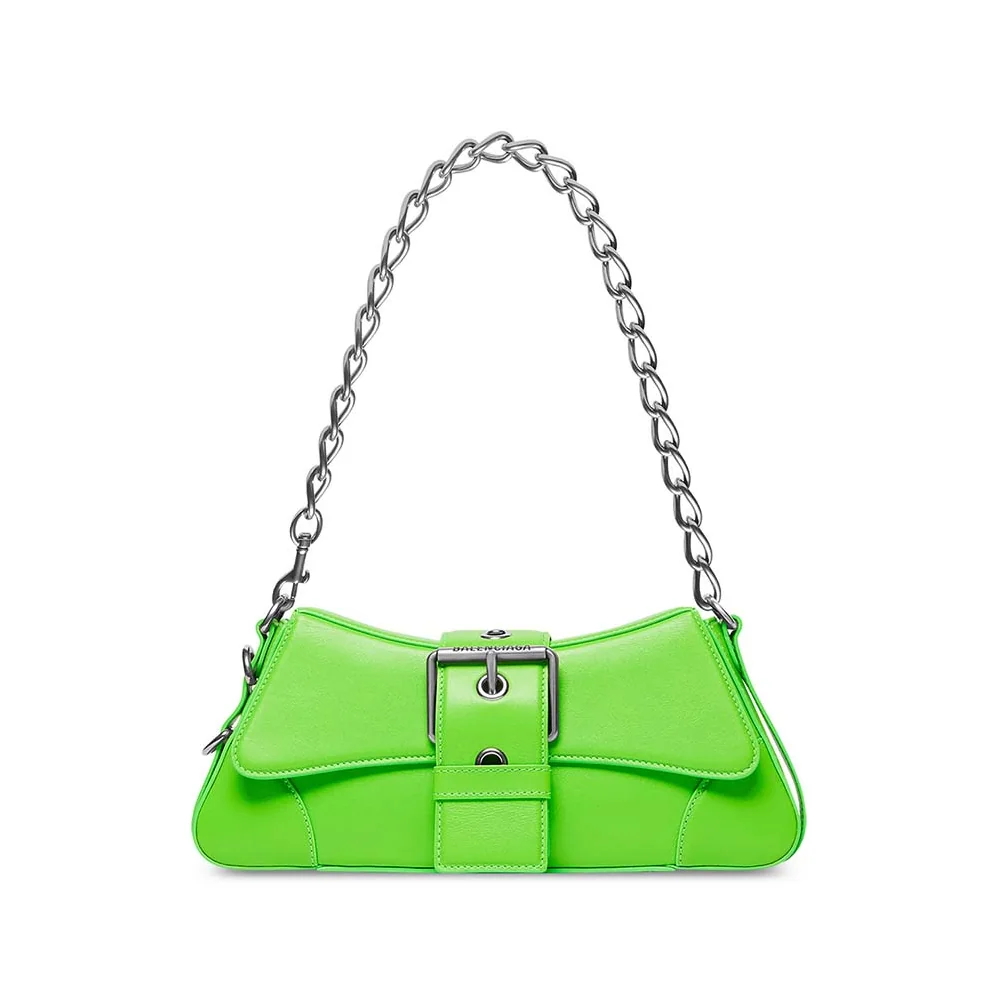 Balenciaga Lindsay Small Shoulder Bag With Strap in Bright Green Shiny Smooth Calfskin for Women Balenciaga Lindsay Small Shoulder Bag With Strap in Bright Green Shiny Smooth Calfskin for Women