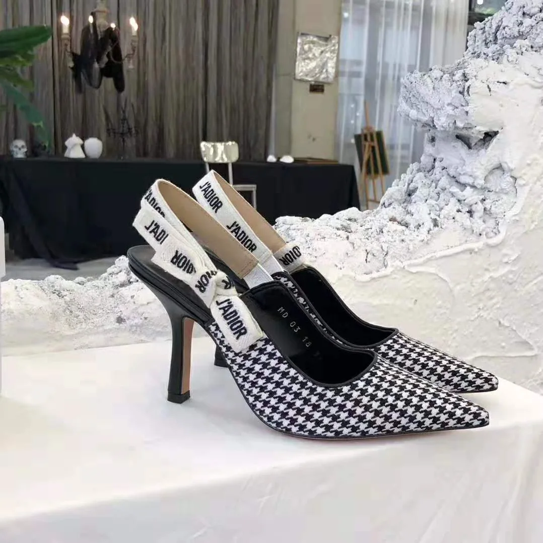 Dior Woman J'adior Wool Houndstooth Slingback Pump 10 cm Height in Black Dior Woman J'adior Wool Houndstooth Slingback Pump 10 cm Height in Black