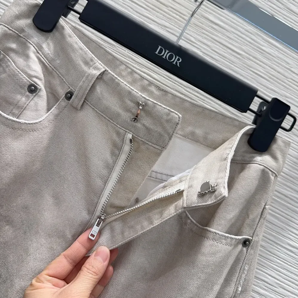 Dior Flared Jeans Beige Dior Barocco Cotton for Women in Linen Denim Dior Flared Jeans Beige Dior Barocco Cotton for Women in Linen Denim