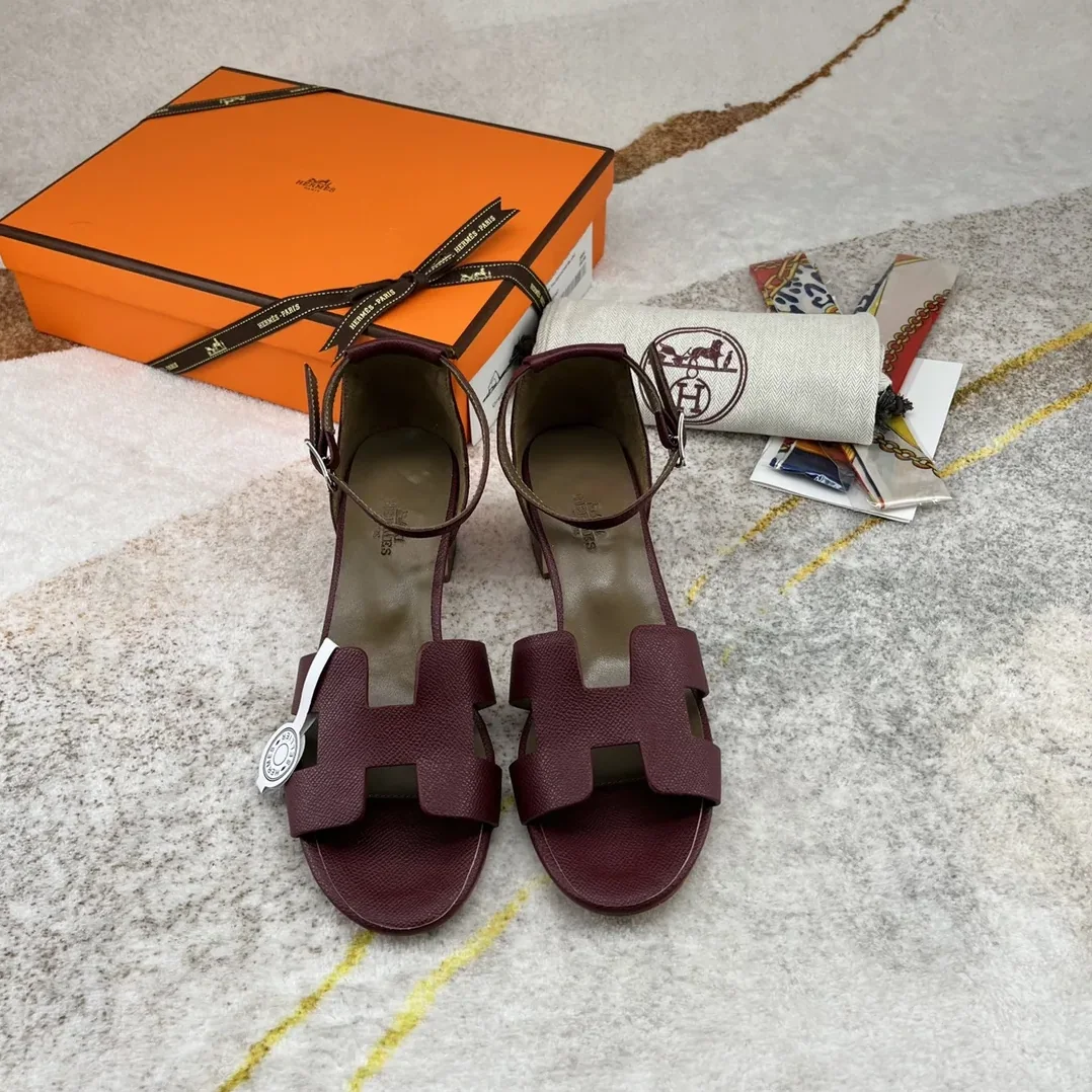Hermes Encens 50 Sandal Burgundy Hermes Encens 50 Sandal Burgundy