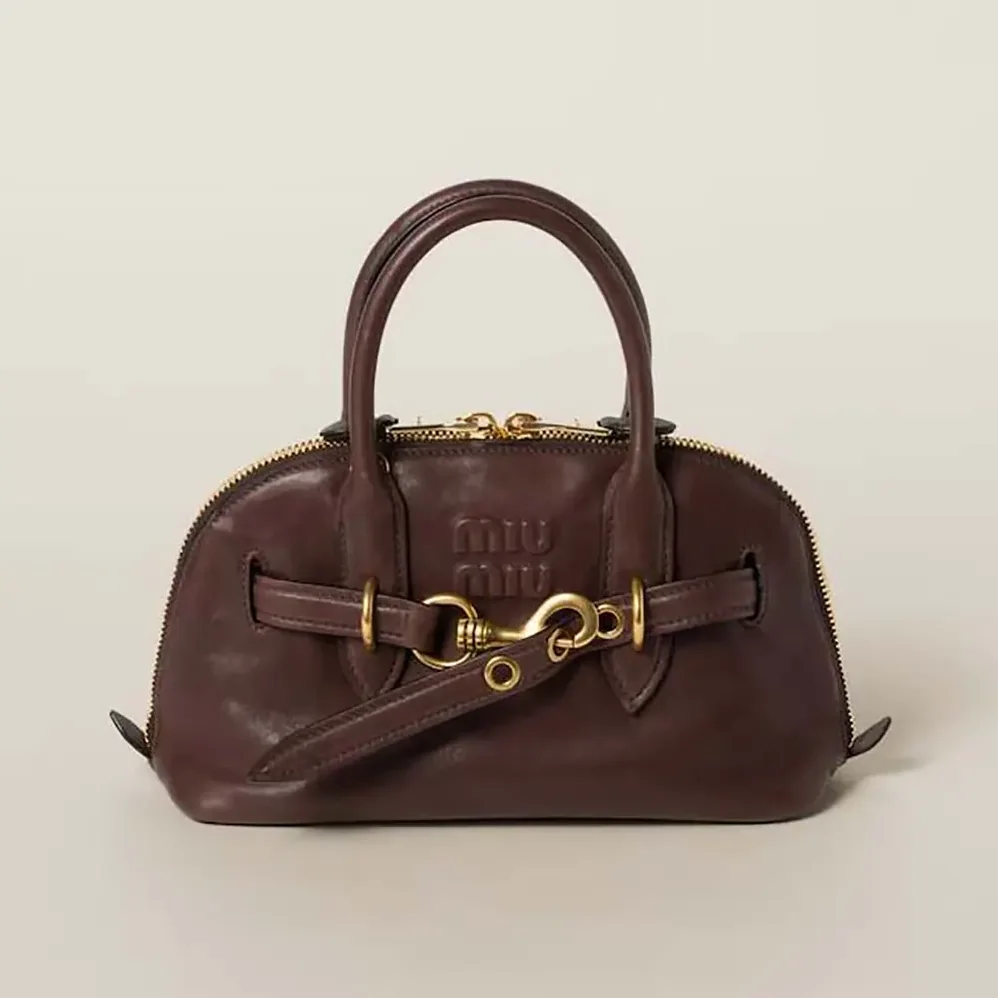 Miu Miu Aventure Nappa Leather Top-handle Bag for Women in Bordeaux Miu Miu Aventure Nappa Leather Top-handle Bag for Women in Bordeaux