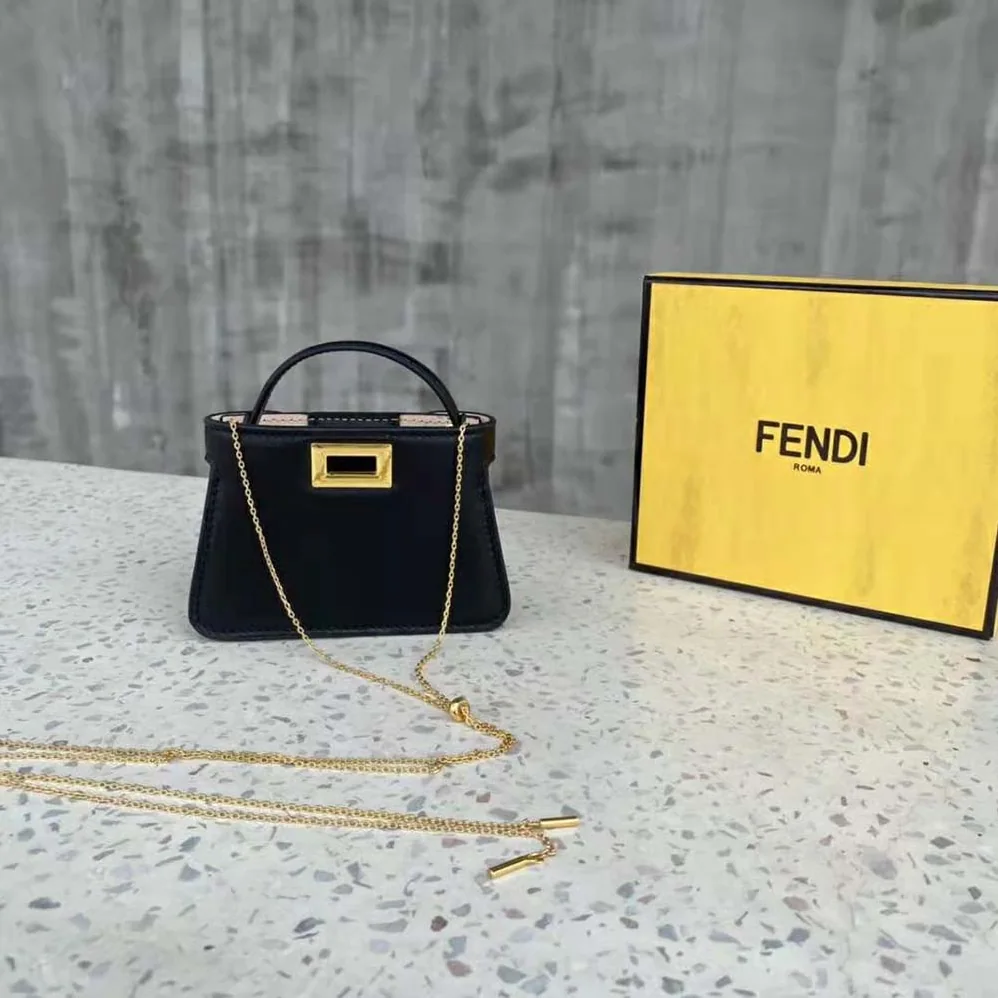 Fendi Pico Peekaboo Charm Light Nappa Leather Charm for Women in Black Fendi Pico Peekaboo Charm Light Nappa Leather Charm for Women in Black