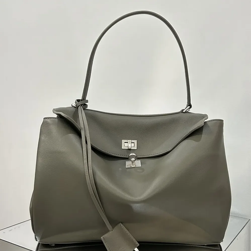 Balenciaga Rodeo Handbag Medium In Khaki Smooth Calfskin Aged for Women in Silver Hardware Balenciaga Rodeo Handbag Medium In Khaki Smooth Calfskin Aged for Women in Silver Hardware