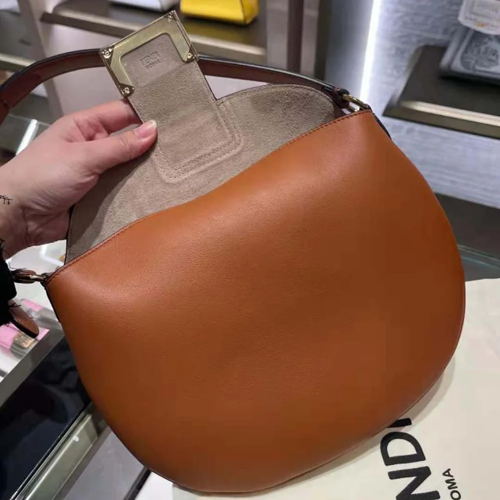 Fendi Small Croissant Brown Leather Bag for Women