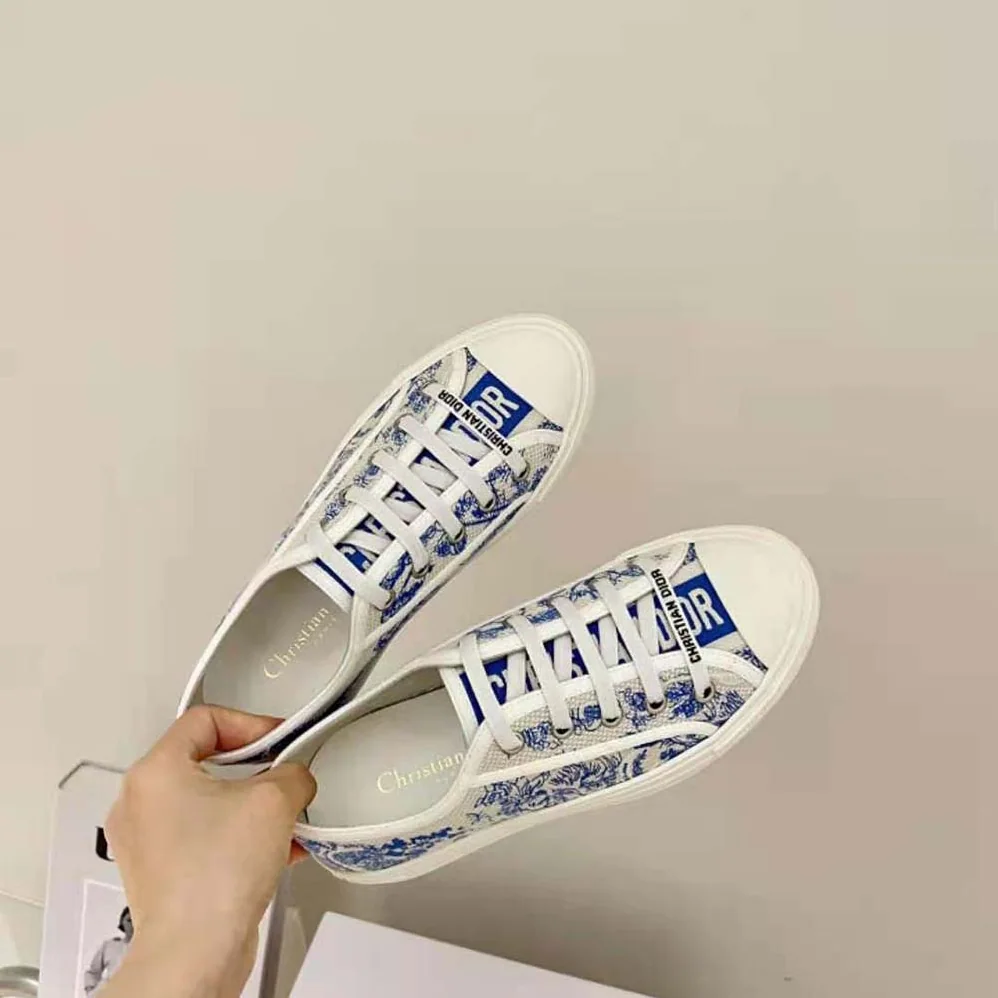 Dior Walk'N'dior Sneaker Bright Blue Toile De Jouy Embroidered Cotton for Women Dior Walk'N'dior Sneaker Bright Blue Toile De Jouy Embroidered Cotton for Women