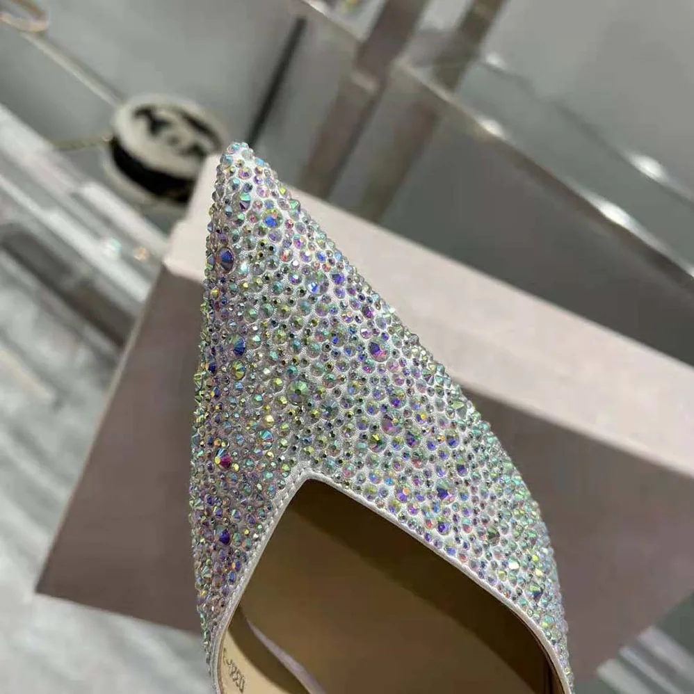 Jimmy Choo Saeda 100 Ivory Satin Pumps with Crystal Embellishment for Women