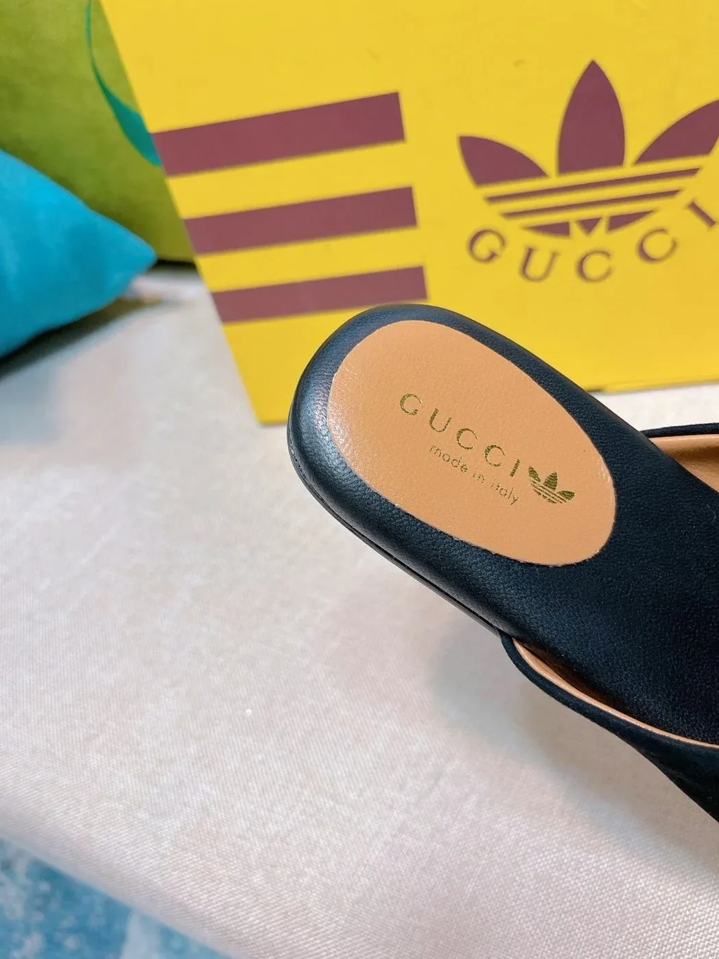 Gucci x Adidas GG Trefoil Slipper Black for Women Gucci x Adidas GG Trefoil Slipper Black for Women